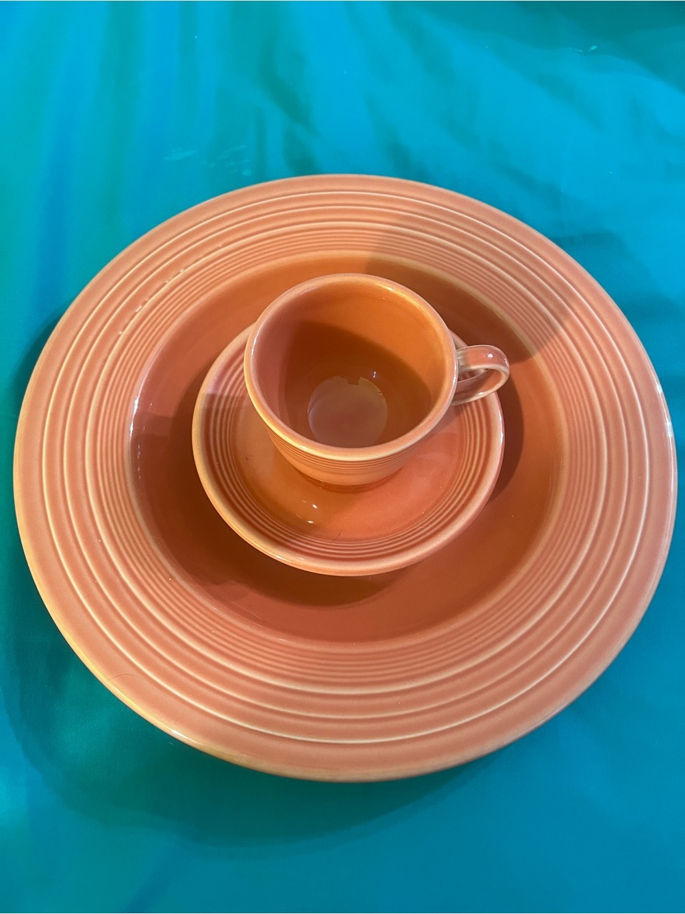 3 piece Fiestaware HLC Persimmon Noodle bowl, Cup and Saucer Fiesta Retired